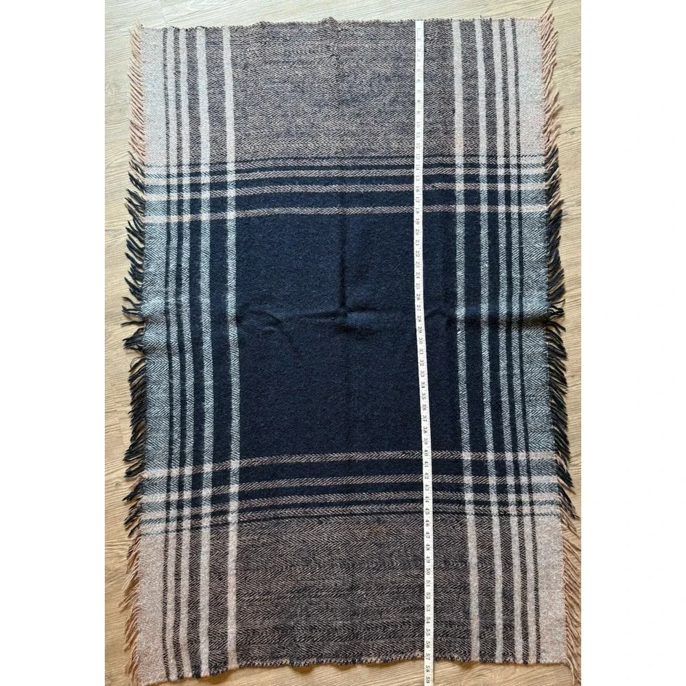 Vintage Avoca Handweavers Ireland 100% Wool Plaid Throw Blanket Shawl 36x57 Blue